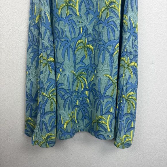 Rainbow Jo Tropical Palm Tree Print Sleeveless A-Line Midi Dress Green Blue XS - Picture 6 of 15